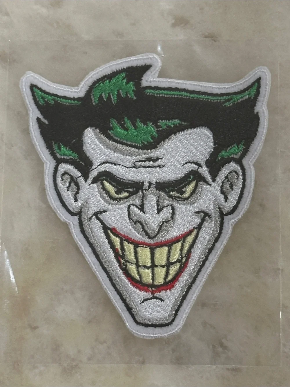 Green & White Joker Face Embroidered Iron-On